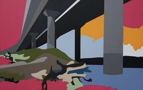 <i>Creek overpass</I> [2016] laminex on ply 65 x 105 cm